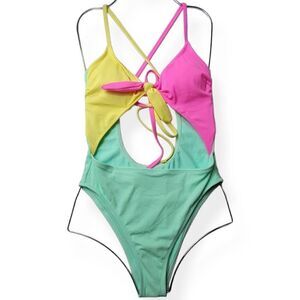 Xhilaration Ribbed Color Block Swimsuit Juniors  Medium